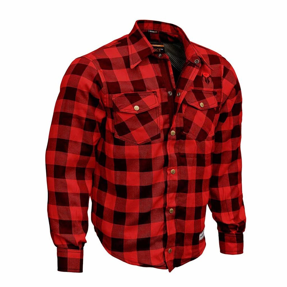 RIDERACT Men’s Biker Flannel Shirt  Motorcycle Riding Gear for Men